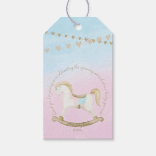 Rocking Horse Blue Pink Gender Neutral Baby Shower Gift Tags