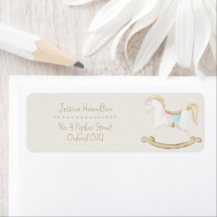 Rocking Horse Blue Pink Gender Neutral Baby Shower Label