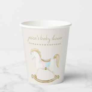 Rocking Horse Blue Pink Gender Neutral Baby Shower Paper Cups