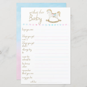 Rocking Horse Blue Pink Gender Neutral Wishes Baby