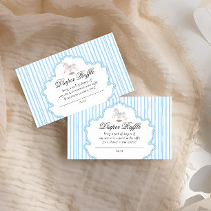 Rocking Horse Blue Vintage Nursery Diaper Raffle Enclosure Card