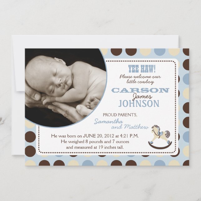 Rocking Horse Boy Announcement Card (Front)