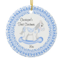 Rocking Horse Boy Baby's First Christmas Ornament