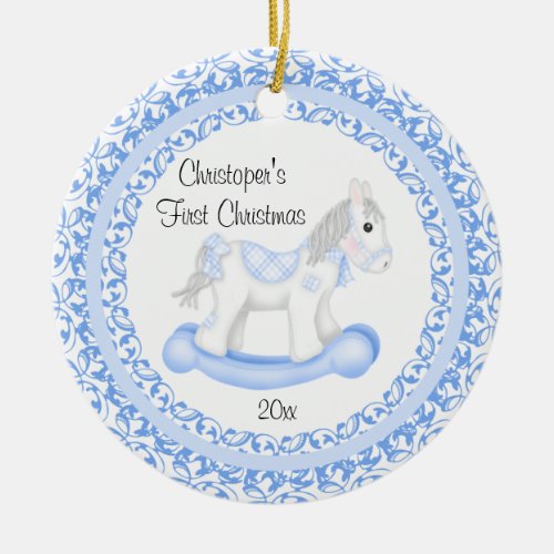 Rocking Horse Boy Babys First Christmas Ornament