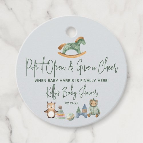 Rocking Horse Champagne Wine Baby Shower Favor Favor Tags