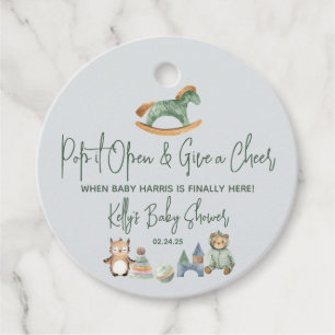 Rocking Horse Champagne, Wine Baby Shower Favor Tags