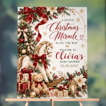 Rocking Horse Christmas Baby Shower Acrylic Sign