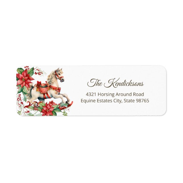  Rocking Horse Christmas Return Address Label (Front)