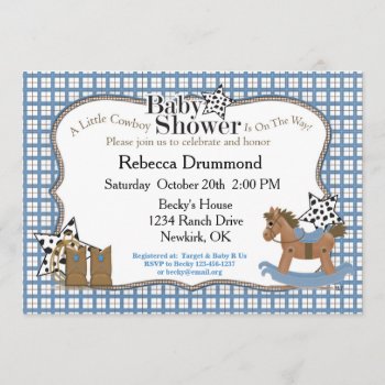 Rocking Horse Cowboy Baby Shower Invitation by mybabybundles at Zazzle