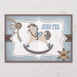 Rocking Horse Cowboy Thank You Blue Card