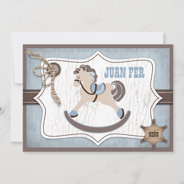 Rocking Horse Cowboy Thank You Blue Card (Front)