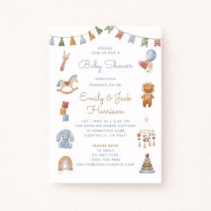 Rocking Horse, crib mobile, baby shower  Invitatio Invitation