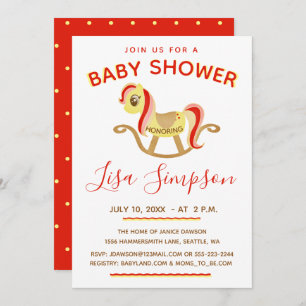 Rocking Horse, Cute Baby Shower Invitation