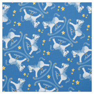 Rocking horse dark blue boys name nursery fabric