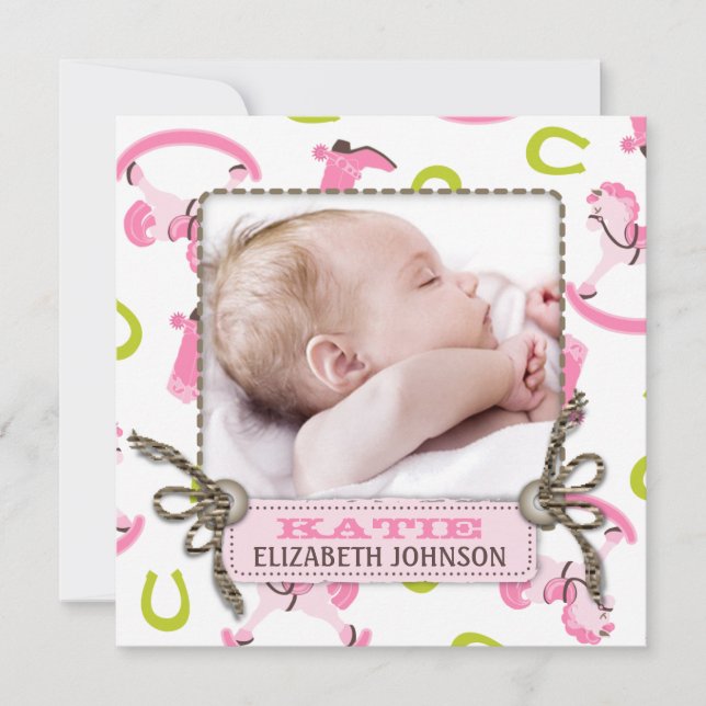 Rocking Horse Girl Announcement Square (Front)