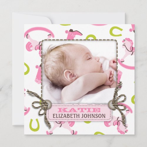 Rocking Horse Girl Announcement Square