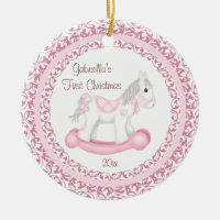 Rocking Horse Girl Baby's First Christmas Ornament