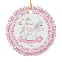 Rocking Horse Girl Baby's First Christmas Ornament
