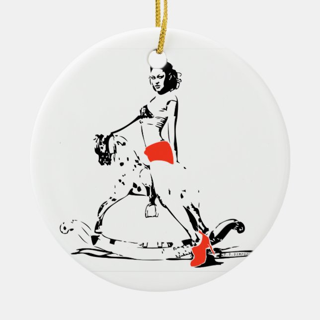 ROCKING HORSE GIRL! CERAMIC ORNAMENT (Front)