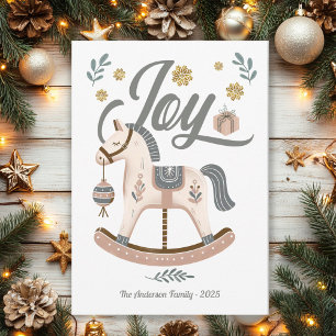 Rocking Horse Joy Vintage Boho Holiday Card