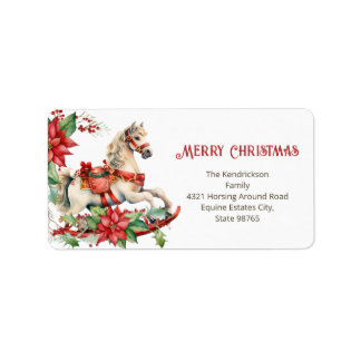 Rocking Horse Merry Christmas Label