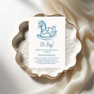 Rocking Horse Oh Boy Baby Shower   Elegant & Cute Invitation