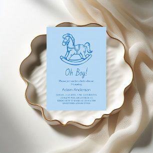 Rocking Horse Oh Boy Baby Shower   Elegant & Cute Invitation
