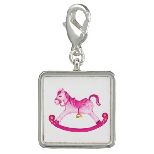 Rocking horse painting pink white charm