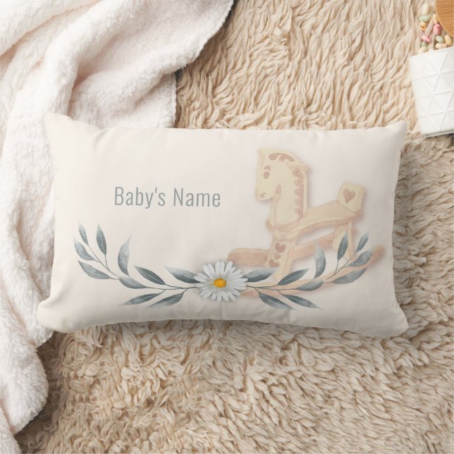 Rocking Horse Personalized Lumbar Pillow (Blanket)