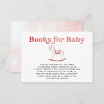Rocking Horse Pink Girl Baby Shower Book Request Enclosure Card