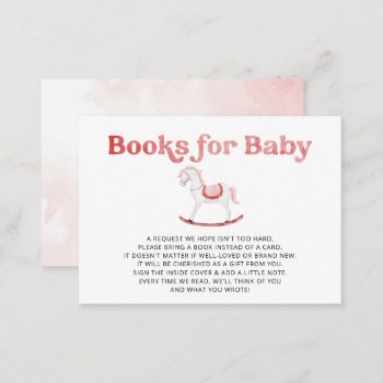 Rocking Horse Pink Girl Baby Shower Book Request Enclosure Card by Invitationboutique at Zazzle