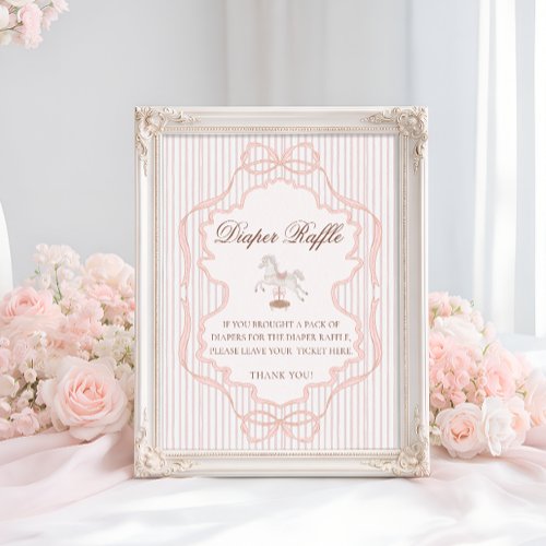 Rocking Horse Pink Girl Baby Shower Diaper Raffle