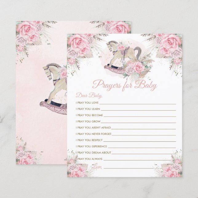 Rocking Horse Pink Pampas Grass Prayers for Baby (Front/Back)