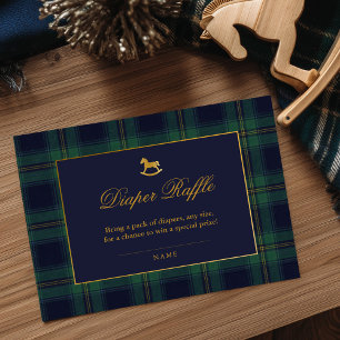 Rocking Horse Plaid Baby Shower Diaper Raffle Enclosure Card