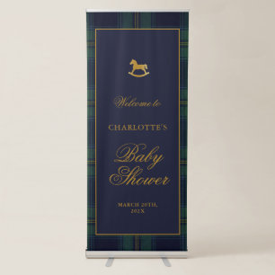 Rocking Horse Plaid Baby Shower  Retractable Banner