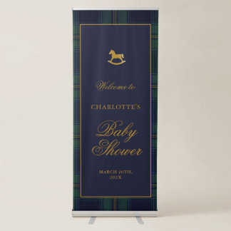 Rocking Horse Plaid Baby Shower  Retractable Banner