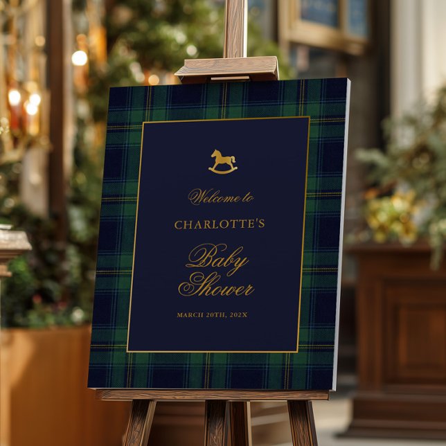 Rocking Horse Plaid Baby Shower Welcome Sign (Creator Uploaded)