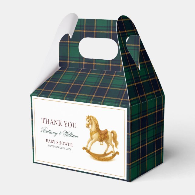Rocking Horse Plaid Couple Baby Shower  Favor Boxes (Front Side)