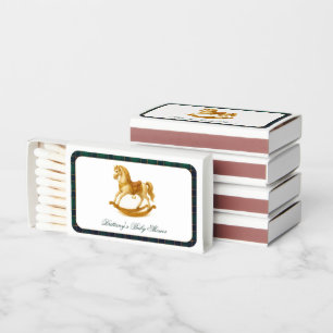 Rocking Horse Plaid Couple Baby Shower Matchboxes
