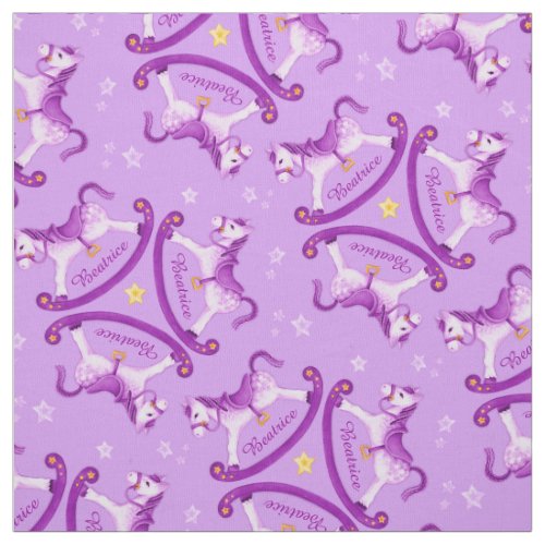 Rocking horse purple kids name nursery fabric