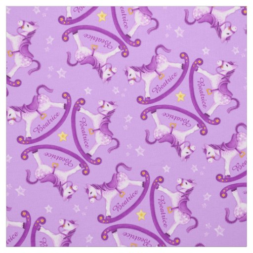 Rocking horse purple kids name nursery fabric