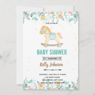 Rocking horse shower birthday party invitation