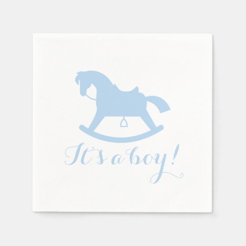 Rocking Horse Silhouette Baby Shower Napkins Blue