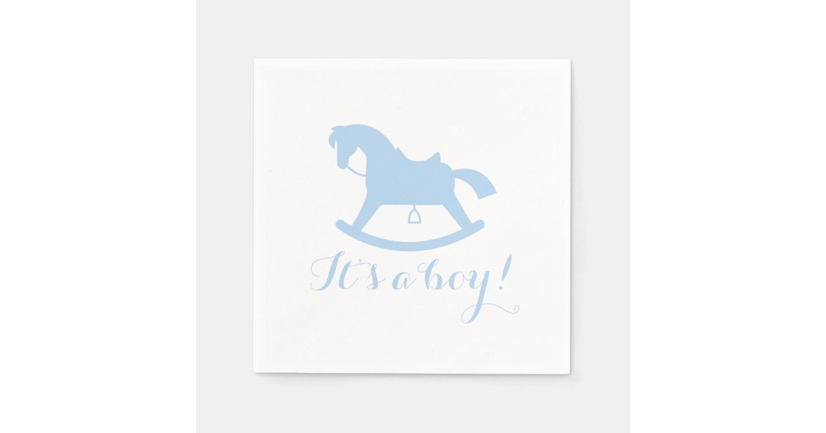 Rocking Horse Silhouette Baby Shower Napkins Blue Zazzle Com