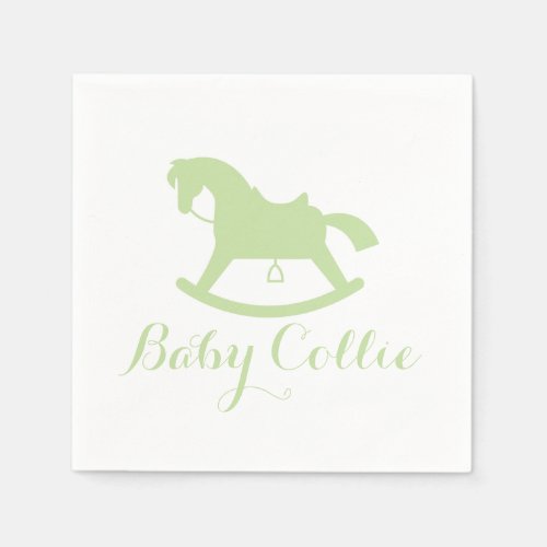 Rocking Horse Silhouette Baby Shower Napkins Green