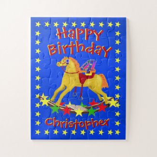 Rocking Horse Star Ride 4th Birthday Jigsaw Puzzle