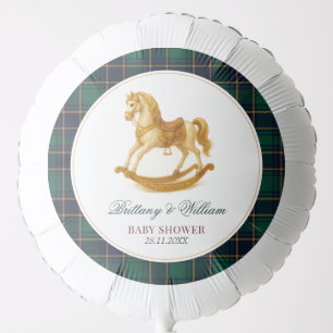 Rocking Horse Tartan Plaid Baby Shower Balloon