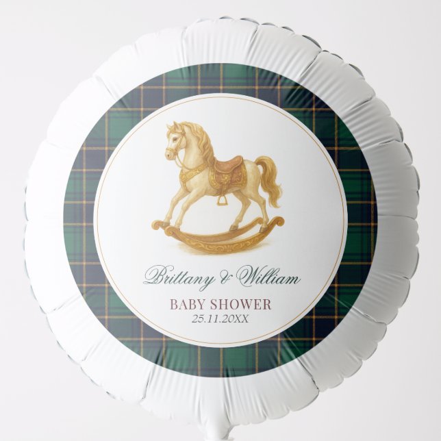 Rocking Horse Tartan Plaid Baby Shower  Balloon (Front)