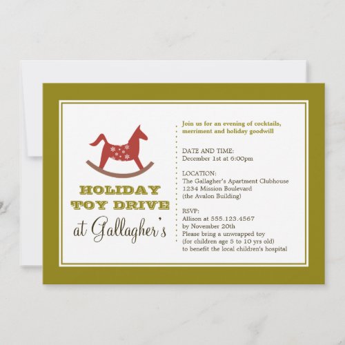 Rocking horse toy drive christmas holiday charity invitation