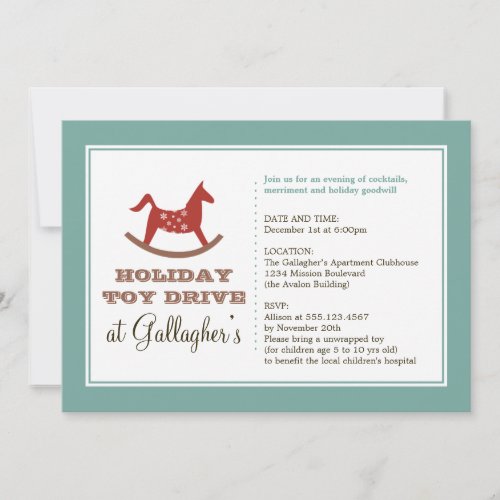 Rocking horse toy drive christmas holiday charity invitation